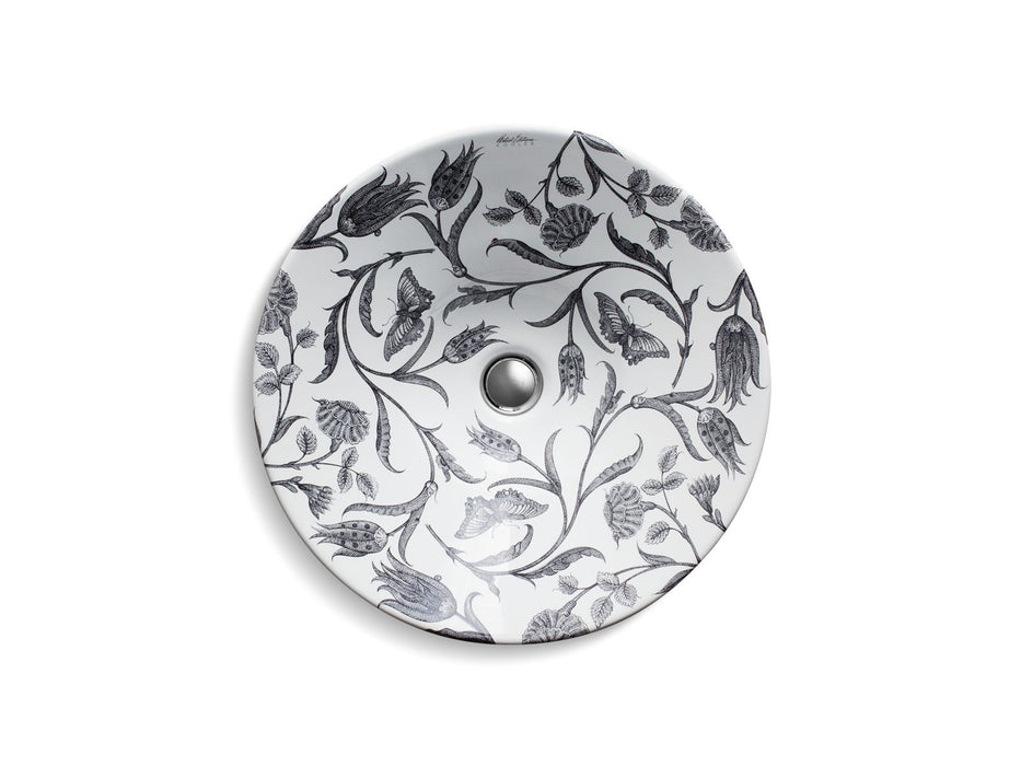 KOHLER K-14223-BT Botanical Study Conical Bell 16-1/4" round vessel bathroom sink, no overflow