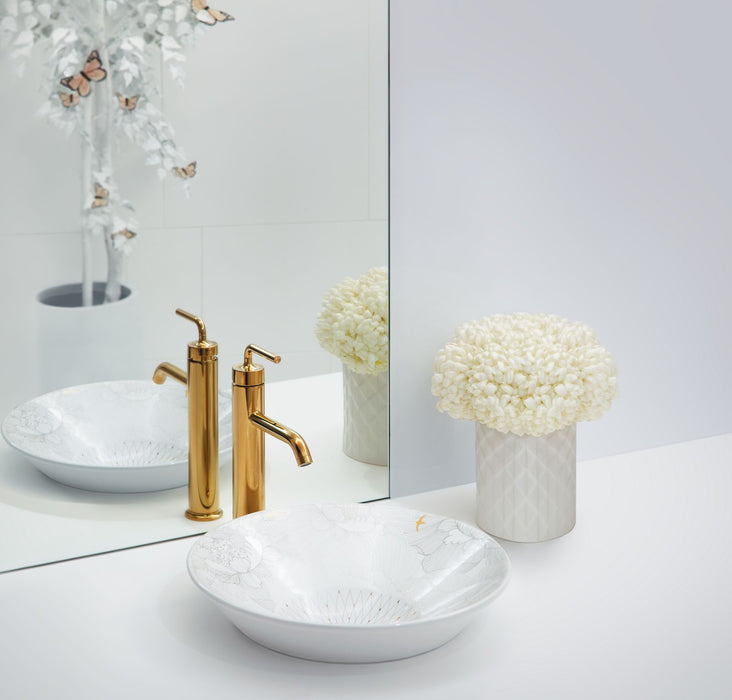 KOHLER K-14223-SMC Empress Bouquet Conical Bell 16-1/4" round vessel bathroom sink, no overflow