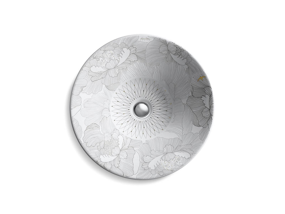 KOHLER K-14223-SMC Empress Bouquet Conical Bell 16-1/4" round vessel bathroom sink, no overflow