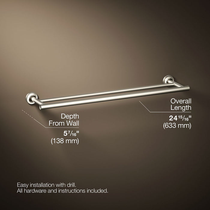KOHLER K-14375 Purist 24" Double towel bar