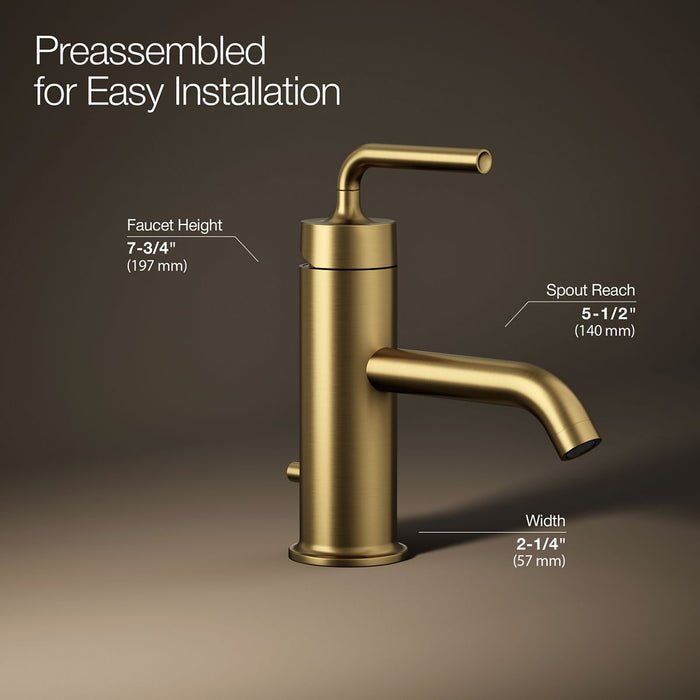 KOHLER Purist Single-handle bathroom sink faucet with Straight Lever handle, 1.2 gpm