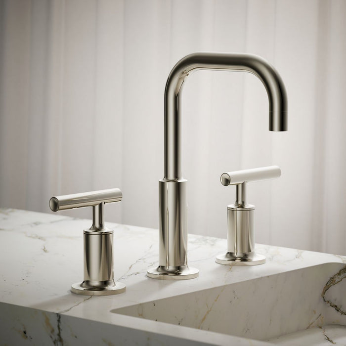 KOHLER K-14406-4 Purist Widespread bathroom sink faucet with Lever handles, 1.2 gpm, vibrant polished nickel - view 4