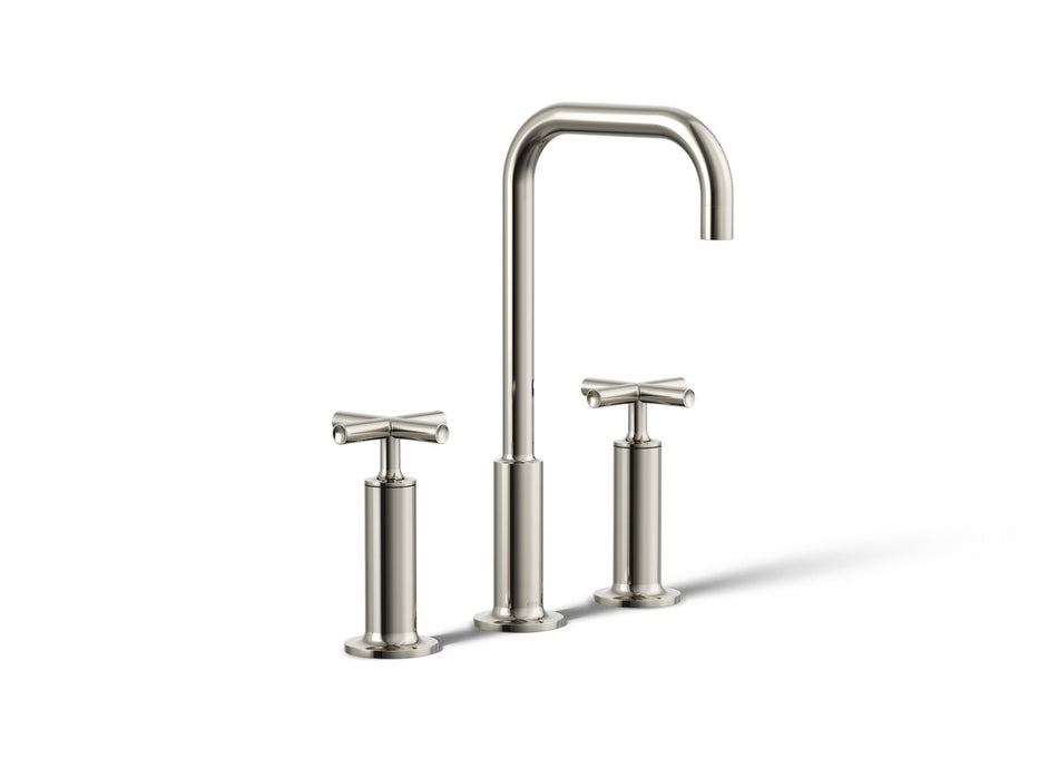 KOHLER K-14408-3 Purist Widespread bathroom sink faucet with Cross handles, 1.2 gpm, vibrant polished nickel