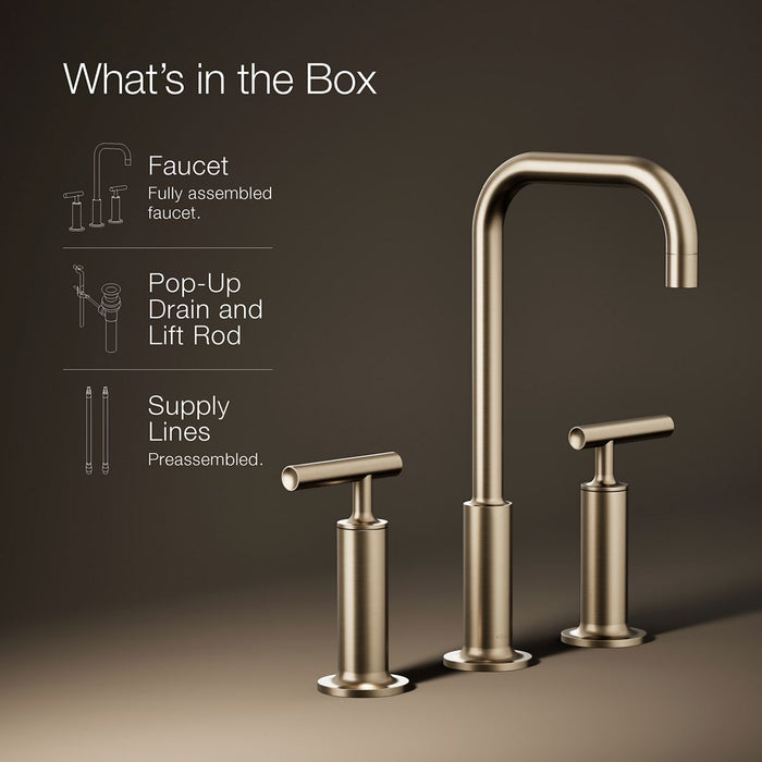 KOHLER K-14408-4 Purist Widespread bathroom sink faucet with Lever handles, 1.2 gpm