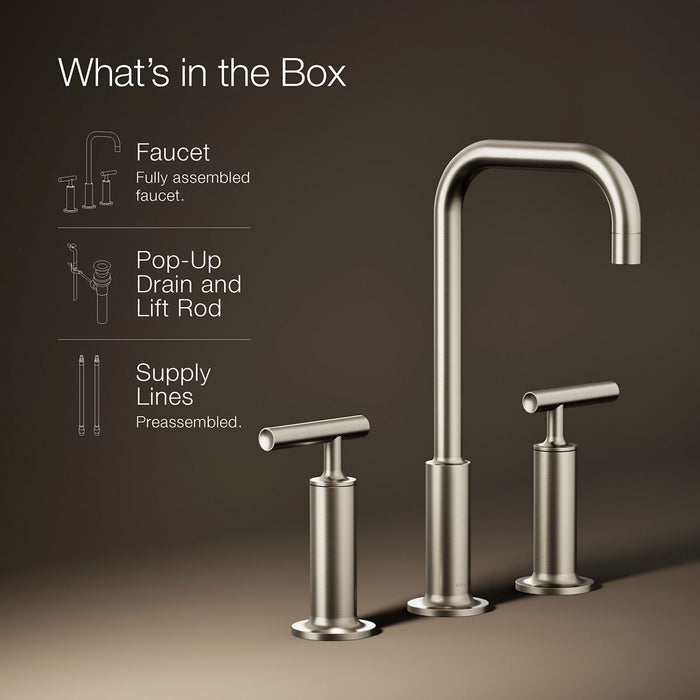KOHLER K-14408-4 Purist Widespread bathroom sink faucet with Lever handles, 1.2 gpm