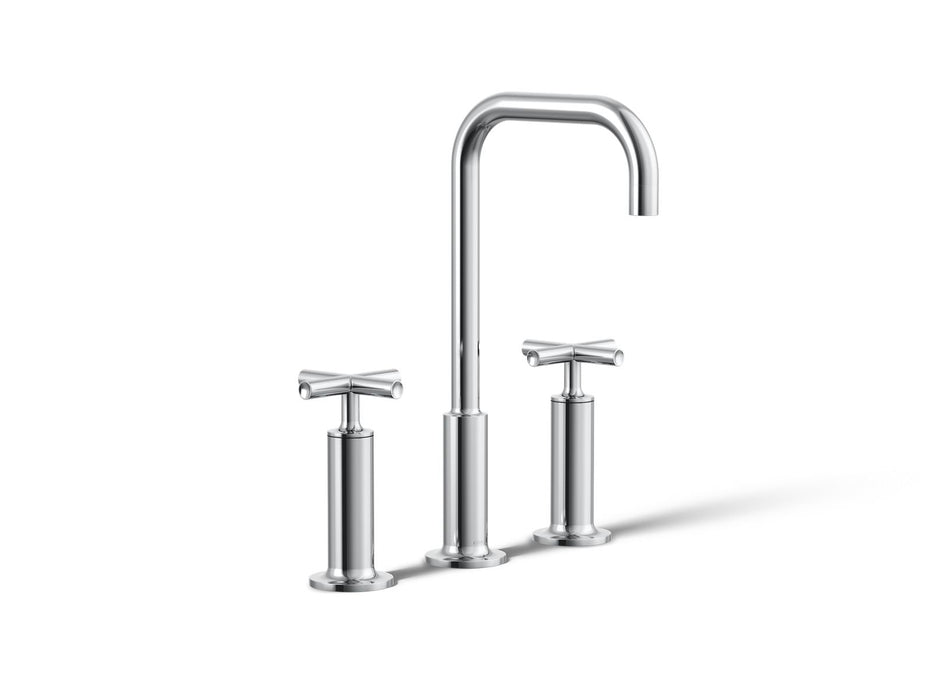 KOHLER K-14408-3 Purist Widespread bathroom sink faucet with Cross handles, 1.2 gpm