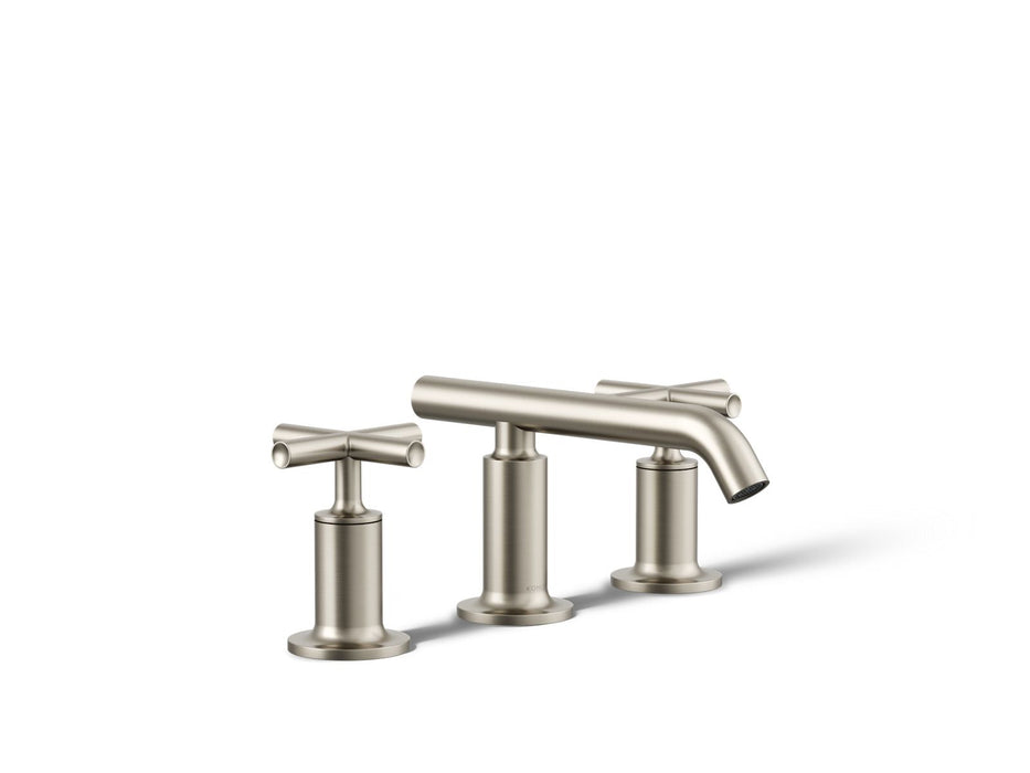 KOHLER K-14410-3 Purist Widespread bathroom sink faucet with Cross handles, 1.2 gpm, vibrant brushed nickel
