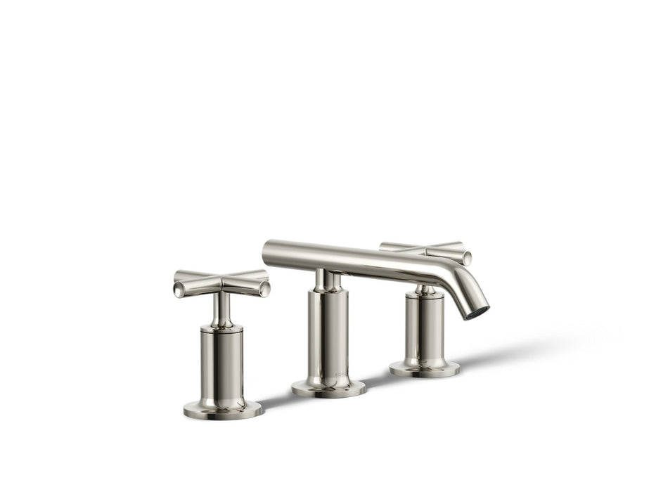 KOHLER K-14410-3 Purist Widespread bathroom sink faucet with Cross handles, 1.2 gpm, vibrant polished nickel
