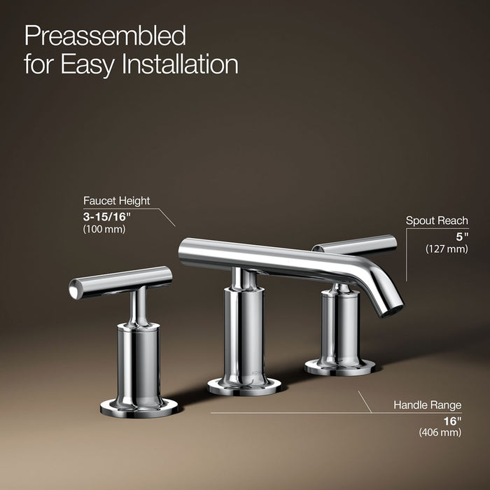 KOHLER K-14410-4 Purist Widespread bathroom sink faucet with Lever handles, 1.2 gpm