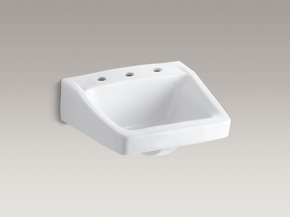 KOHLER K-1724 Chesapeake 19-1/4" x 17-1/4" Wall-mount/concealed Arm Carrier Bathroom Sink with 8" Widespread Faucet Hole
