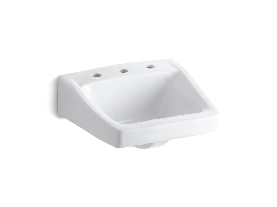 KOHLER K-1724 Chesapeake 19-1/4" x 17-1/4" Wall-mount/concealed Arm Carrier Bathroom Sink with 8" Widespread Faucet Hole,...