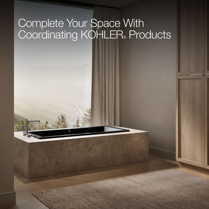 KOHLER K-1821-W1 Underscore 66" x 32" drop-in bath with Bask heated surface, black black - view 2