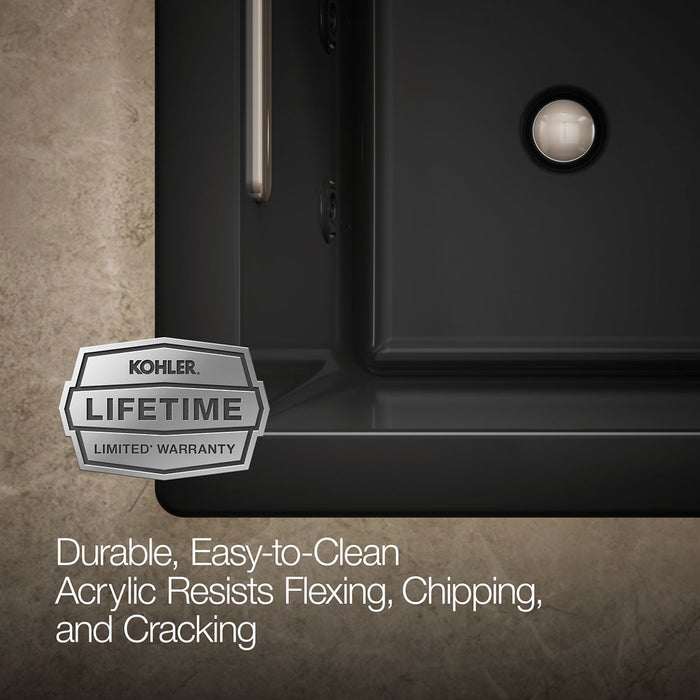 KOHLER K-1822-JH Underscore 66" x 32" drop-in heated whirlpool bath, black black - view 5
