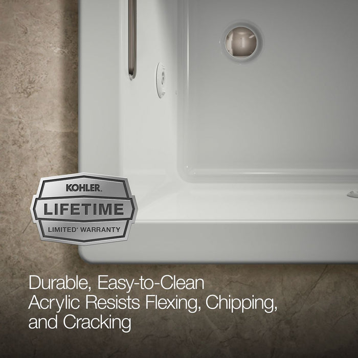 KOHLER K-1849-JH Underscore 60" x 36" drop-in heated whirlpool bath, ice grey - view 5
