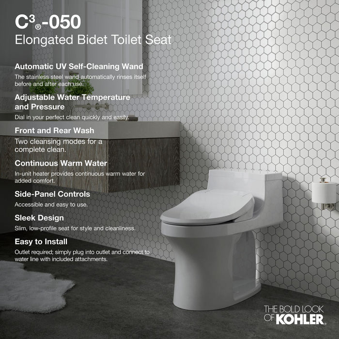 KOHLER K-18751 PureWash Elongated Bidet Toilet Seat