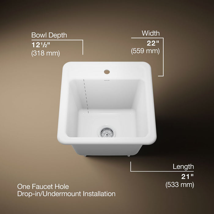 KOHLER Park Falls 21" top-/undermount single-bowl utility sink
