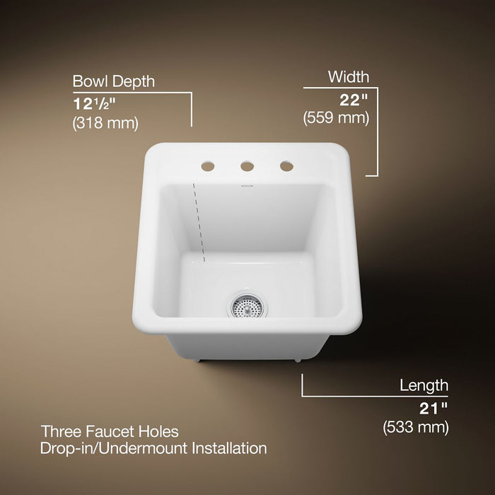 KOHLER Park Falls 21" top-/undermount single-bowl utility sink