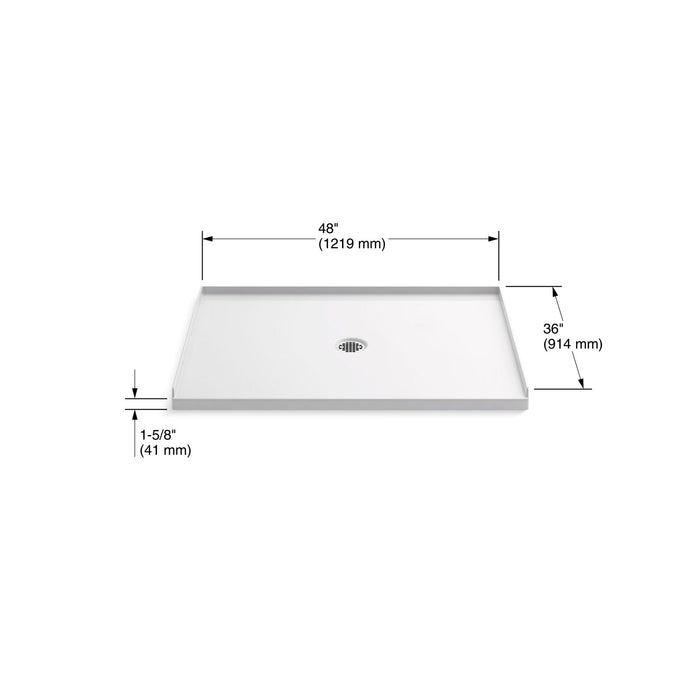 KOHLER K-1935 Ballast 48" x 36" Alcove Shower Base, Center Drain