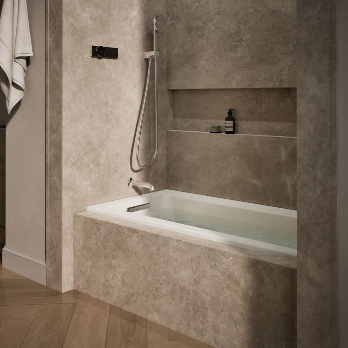 KOHLER K-1947-GHLF Archer 60" x 30" alcove Heated BubbleMassage air bath, left drain, biscuit - view 3