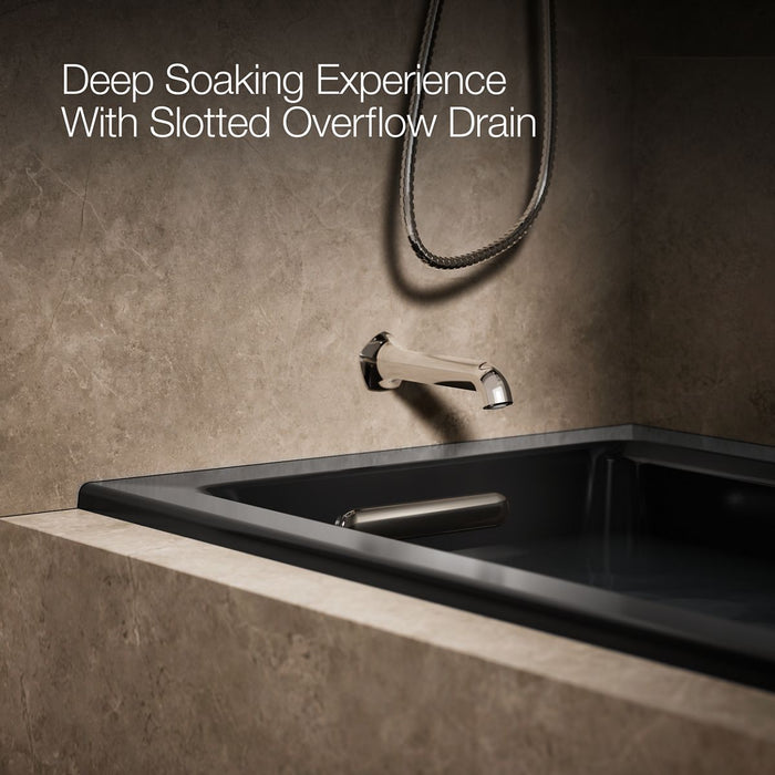KOHLER K-1947-GHLF Archer 60" x 30" alcove Heated BubbleMassage air bath, left drain, black black - view 3