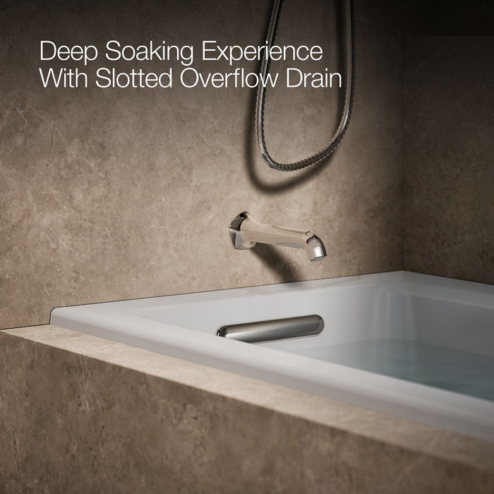 KOHLER K-1947-GHLW Archer 60" x 30" alcove Heated BubbleMassage air bath with Bask heated surface, left drain, ice grey -...