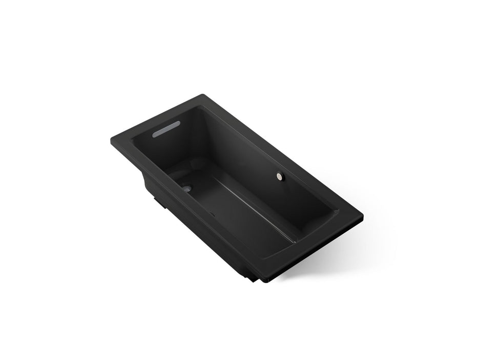 KOHLER K-1947-GHW Archer 60" x 30" drop-in Heated BubbleMassage air bath with Bask heated surface, black black