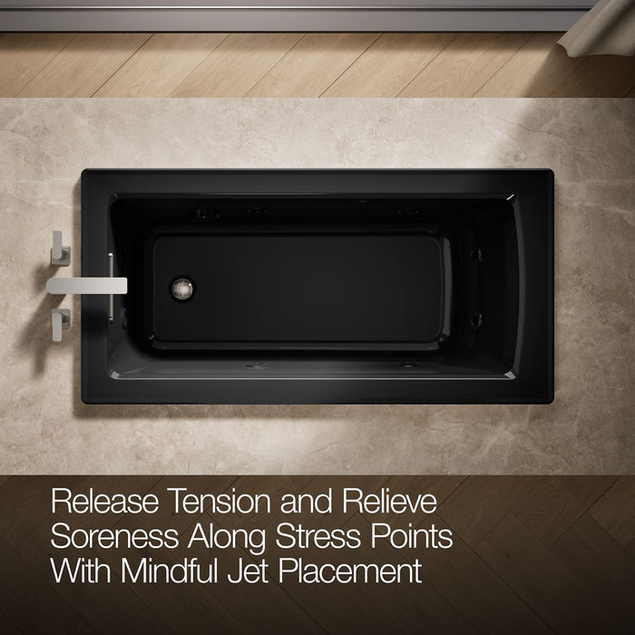 KOHLER K-1947-H Archer 60" x 30" drop-in whirlpool bath with heat and Comfort Depth design