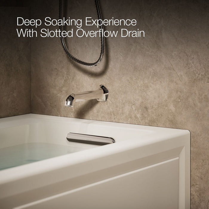 KOHLER K-1947-HRA Archer 60" x 30" alcove heated whirlpool bath, right drain, biscuit - view 4