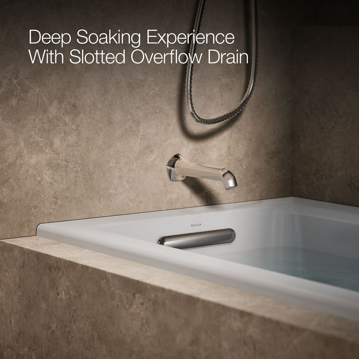 KOHLER K-1947-L Archer 60" x 30" alcove whirlpool bath, left drain, ice grey - view 4