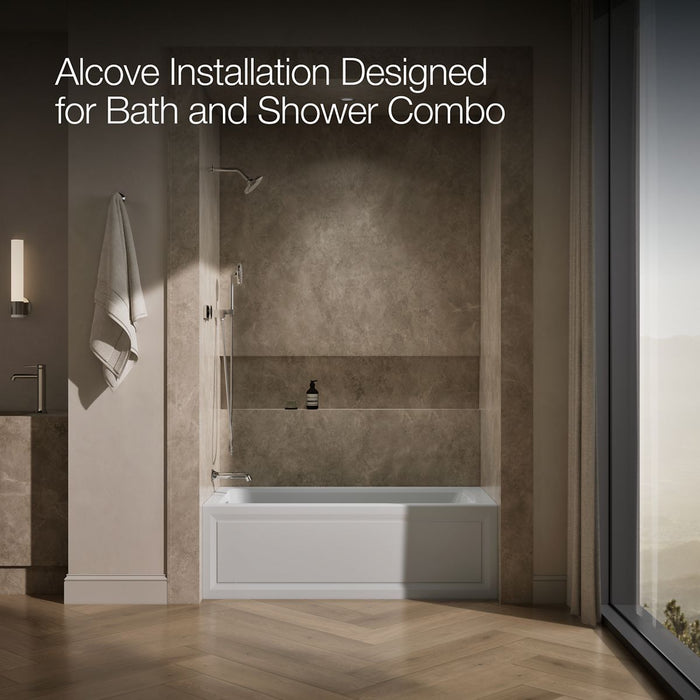KOHLER Archer 60" x 30" alcove whirlpool bath, left drain