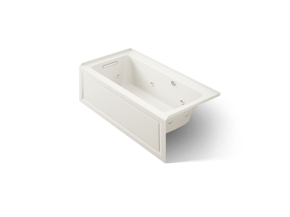 KOHLER K-1947-LAW Archer 60" x 30" alcove whirlpool bath with Bask heated surface, left drain, biscuit