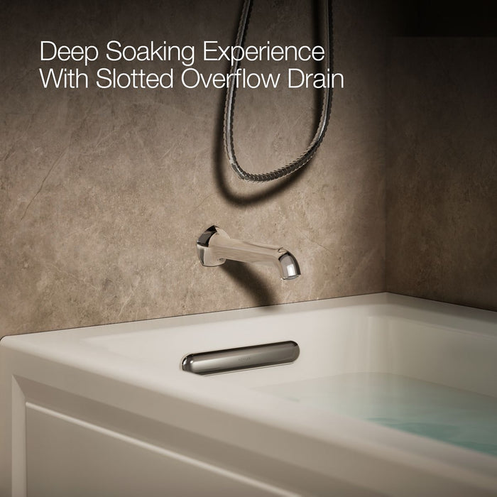 KOHLER K-1947-LAW Archer 60" x 30" alcove whirlpool bath with Bask heated surface, left drain, biscuit - view 4