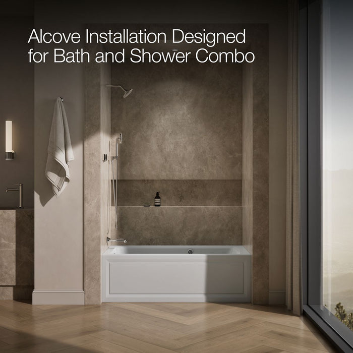 KOHLER K-1947-LAW Archer 60" x 30" alcove whirlpool bath with Bask heated surface, left drain, ice grey - view 2