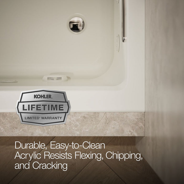 KOHLER K-1947-R Archer 60" x 30" alcove whirlpool bath, right drain, biscuit - view 4