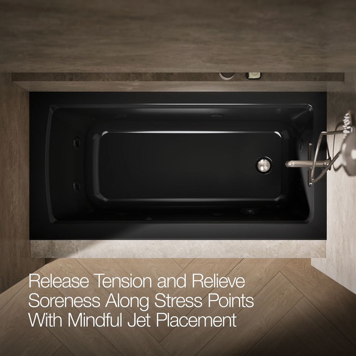 KOHLER K-1947-R Archer 60" x 30" alcove whirlpool bath, right drain, black black - view 5