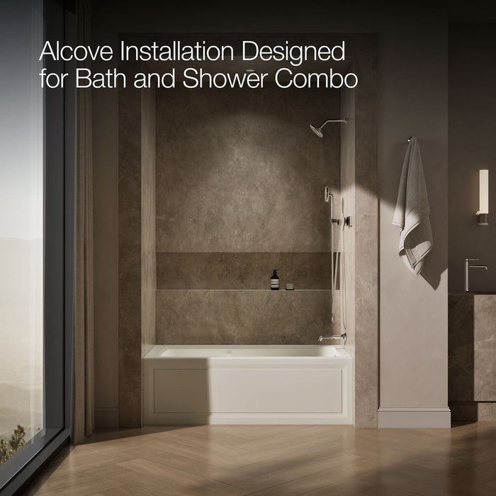 KOHLER K-1947-RAW Archer 60" x 30" alcove whirlpool bath with Bask heated surface, right drain, biscuit - view 3