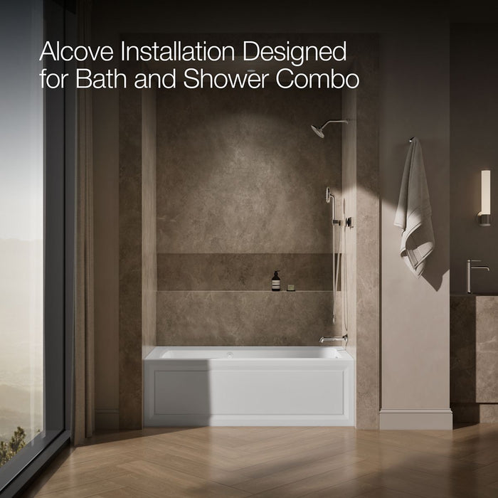 KOHLER K-1947-RAW Archer 60" x 30" alcove whirlpool bath with Bask heated surface, right drain, white - view 3