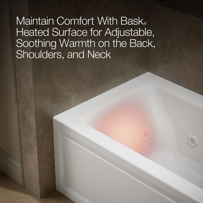 KOHLER K-1947-RAW Archer 60" x 30" alcove whirlpool bath with Bask heated surface, right drain, white - view 5