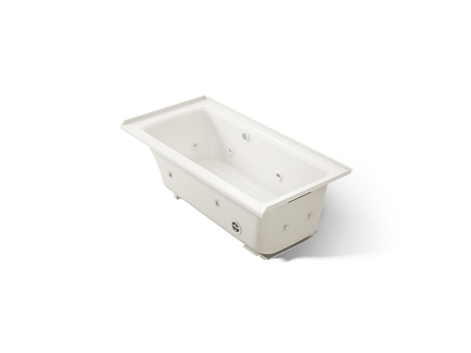 KOHLER K-1947-RW Archer 60" x 30" alcove whirlpool bath with Bask heated surface, right drain, biscuit