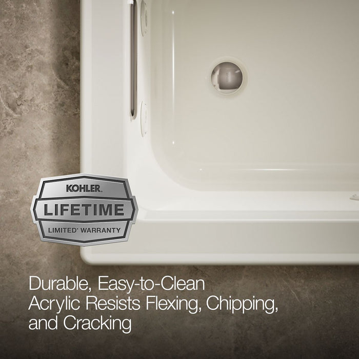 KOHLER K-1947-W1 Archer 60" x 30" drop-in whirlpool bath with Bask heated surface, biscuit - view 4