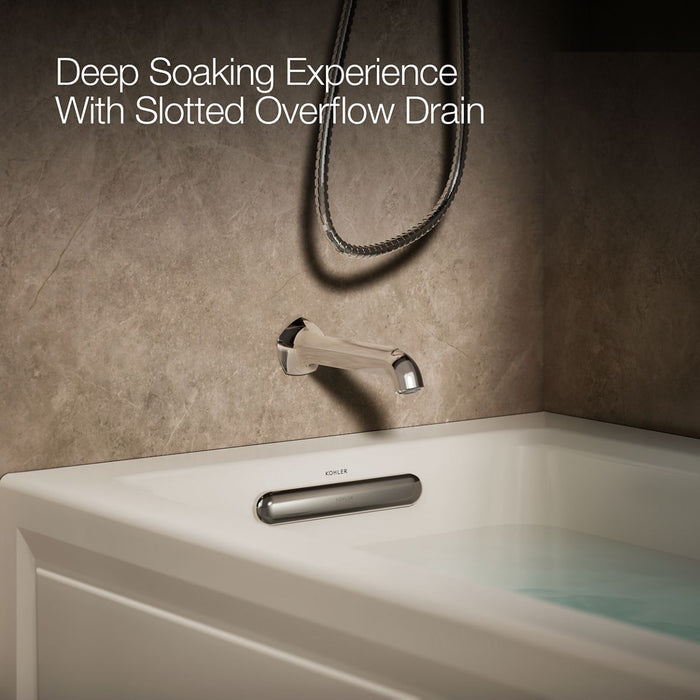 KOHLER K-1947-XGHLA Archer 60" x 30" alcove Heated BubbleMassage air bath and whirlpool, left drain, biscuit - view 4