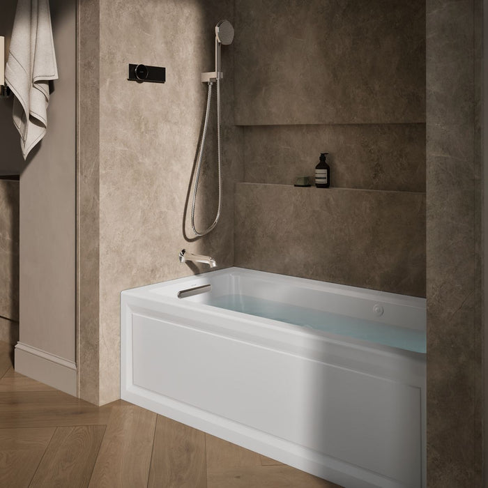 KOHLER K-1947-XGHLA Archer 60" x 30" alcove Heated BubbleMassage air bath and whirlpool, left drain, white - view 3