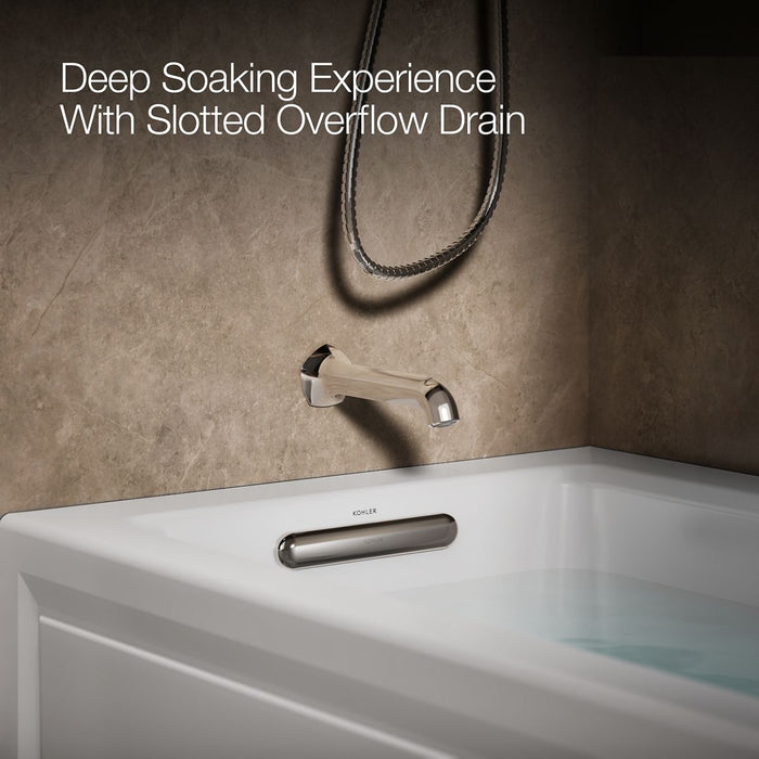KOHLER K-1947-XGHLA Archer 60" x 30" alcove Heated BubbleMassage air bath and whirlpool, left drain, white - view 4