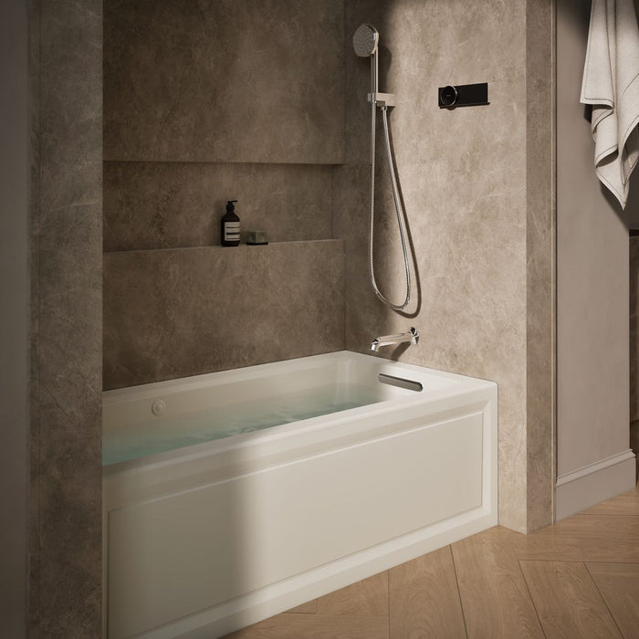 KOHLER K-1947-XGHRA Archer 60" x 30" alcove Heated BubbleMassage air bath and whirlpool, right drain, biscuit - view 3