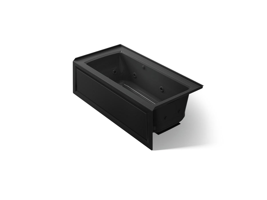 KOHLER K-1947-XGHRA Archer 60" x 30" alcove Heated BubbleMassage air bath and whirlpool, right drain, black black