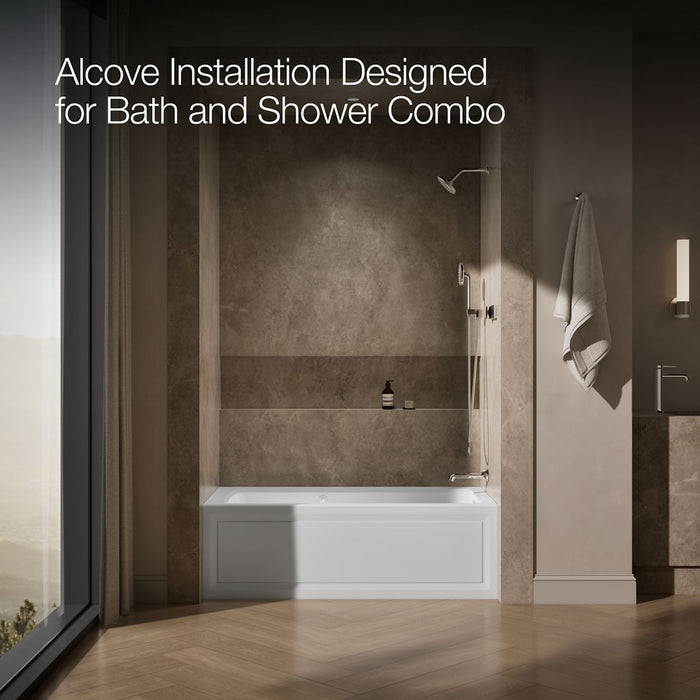 KOHLER K-1947-XGHRA Archer 60" x 30" alcove Heated BubbleMassage air bath and whirlpool, right drain, white - view 5