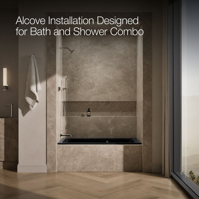 KOHLER K-1947-XHGHL Archer 60" x 30" alcove Heated BubbleMassage air bath and whirlpool, left drain, black black - view 2