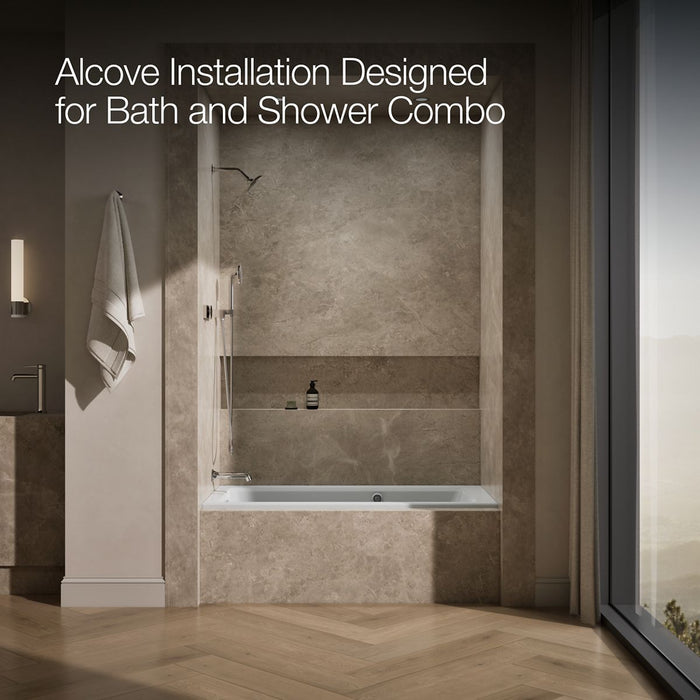 KOHLER K-1947-XHGHL Archer 60" x 30" alcove Heated BubbleMassage air bath and whirlpool, left drain, ice grey - view 2