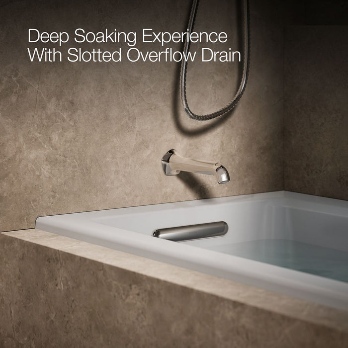 KOHLER K-1947-XHGHL Archer 60" x 30" alcove Heated BubbleMassage air bath and whirlpool, left drain, ice grey - view 4