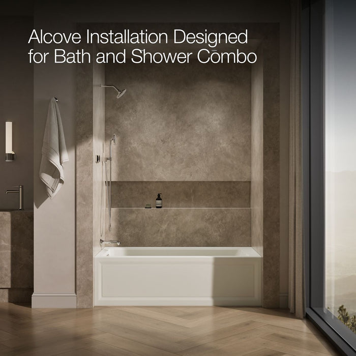 KOHLER Archer 66" x 32" alcove Heated BubbleMassage air bath, left drain